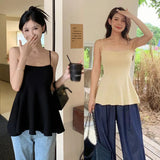 Znbbw Women's Crop Top Korean Version Summer Solid Colour Sleeveless Tank Tops