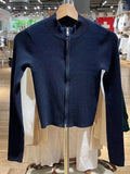 Znbbw Sexy Slim Knitted Cardigan Sweater Women Autumn Soft Cotton Double Zippers Crop Top Vintage Simple Sweet Cardigan Tops Y2k