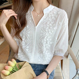 Znbbw Women V-Neck Lace Blouse Shirt Women Tops Blouse Women Blusas Mujer De Moda 2023 Verano Blouses Femme Women Shirts F428