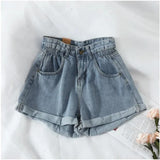 Znbbw New Summer Korean Retro High-waist Loose Jeans Shorts Women Versatile Edge Casual Hot Pants Women Clothing Jeans PTKPCC