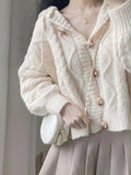 Znbbw Simple Y2k Sweaters Hooded Solid Color Long Sleeve Autumn Knit Short Cardigan Preppy Style All Match Women Clothing 2024