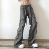 Znbbw Cargo Pants Fashion Vintage Streetwear Baggy Pants Casual Pockets Low Waist Retro Hip Hop Loose Sexy Overalls Denim Trousers