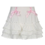 Znbbw Japanese White Lolita Cute Skirt Women Lace Bow Korean Kawaii Sweet Skirt High Waist Elegant Princess Fairy Skirts 2024