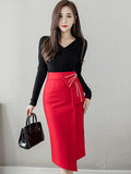 Znbbw Fashion Irregular Straight Skirts Women Elegant Pearls Beading High Waist Casual Midi Skirt Office Lady Wrap Hip Skirts 0410