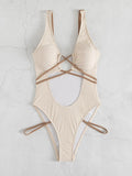Znbbw Women Summer Bodycon Cut-out One Piece Swimsuit Lady Solid Control Bathing Sexy Slender Swimwear 2023 Hot Hollow Bandage