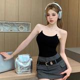 Znbbw Women's Korean One Size Slim Strap Invisible Shoulder Strap Slim Fit Sexy Fashion Strap Chest Cushion Strap Tank Top
