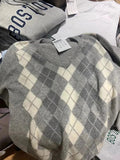 Znbbw Vintage Loose Knitted Sweater Women Sweet Preppy Style V Neck Cotton Autumn Pullover Tops Harajuku Cute Y2k Sweaters Chic