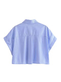 Znbbw TRAF Women Pockets Patch ShorWomen Pockets Patch Short Smock Blouse Lady Chic Kimono Cropped Shirt Blouse Tops For Women