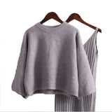 Znbbw Sweater Set Women's Fashion Two-piece Skirt 2024 Spring And Autumn Solid Color Student Pullover