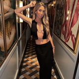 Znbbw Sleeveless Chains Up Crop Tops Women Cut Out Punk Grunge Camisole Tank Top 2023 Summer Harajuku Lolita Y2K Clothes