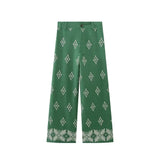 Znbbw Geometric Embroidery Wide Leg Spring Summer Women Beige Long Pants Zip Fashion Trousers Pantalones De Mujer Autumn Pants