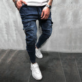 Znbbw summer 2024 new skinny jeans men hip hop sweatpants cargo jeans men high street Men's jeans slim denim long pants