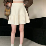 Znbbw A Line Pleated Skirt Autumn Winter Solid Colour Women's Skirt Korean Version Sweet Casual High Waist