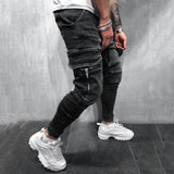 Znbbw summer 2024 new skinny jeans men hip hop sweatpants cargo jeans men high street Men's jeans slim denim long pants