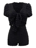 znbbw Summer Solid Bandage Crop Top And Shorts Sets Women Outfit 2023 Black 2 Two Piece Sets White New In Matching Sets
