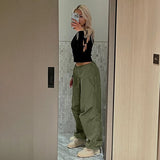 Znbbw Baggy Wide Leg Trousers Streetwear Joggers Solid Punk Chic Sweatpants Vintage Vintage Loose Low Waist Y2K Cargo Pants