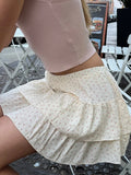 Znbbw Floral Ruffles Mini Skirt Women Balletcore Cute Elastic High Waist Summer A-line Skirts Y2k Harajuku Vintage Chiffon Falda