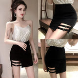 Znbbw Women's Korean Half skirt Irregular High Waist Sexy Wrapped Hip Fashion A-line Half skirt