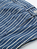 Znbbw TRAF Women 2023 Summer Tube Top Stripe Mini Denim Dress Vintage Backless Repair Body Female Evening Dresses Mujer