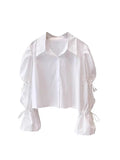 Znbbw Women White Two Piece Set Shirt and Blouses Ladies Harajuku Elegant Y2k 90s Aesthetic Vintage Long Sleeve Shirt Top Clothes