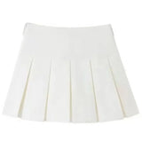 Znbbw White Women Pleated Skirts Fashion High Waist Zipper Dancing Mini Skirts Elegant Student All Match A Line Skirt Summer New