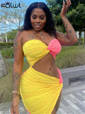 znbbw Backless Sexy Pink Patchwork Two Piece Sets Summer For Women Black Off Shoulder Bodycon Skirt Sets Beach Praty Skirt Set