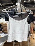 Znbbw White Lace Bow Crop Top Women Cotton Sleeveless Summer Hollow Out Tank Tops Female Preppy Style Sweet Slim Camisoles Y2k