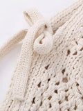 Znbbw TRAF Women Summer Solid Jacquard Knitted Vest Sweater Vintage O-Neck Sleeveless Female Waistcoat Chic Casual Tops