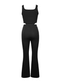Znbbw Women's Set Tank Crop Tops and Wide Leg Pants Elegant Tracksuit Two Piece Set Sweatsuit Fitness Outfits