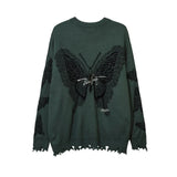 Znbbw Jacquard Y2k Clothes Punk Gothic Long Sleeve Casual Loose Women Pullovers Harajuku Vintage Streetwear Knitted Sweaters
