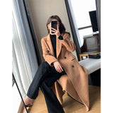 Znbbw Long Trench Coat Women Streetwear Double Breasted Wool Coat Korean Plus Size Windbreaker Outwear Winter Woolen Overcoat