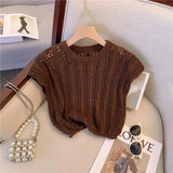 Znbbw Women Hollow Out Sexy Camis Korean Fashion Design Knitted Sleeveless Tops Casual Female All Match Tanks Summer New