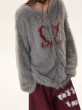 Znbbw High Street Cardigan Knit Coat Zipper Jacquard Fluffy Design Loose Sweater Autumn Winter Y2k Harajuku Vintage Clothing