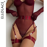 Znbbw Tight Fitting Lace Bodysuit Sexy See Through Erotic Body With Gloves Garter Night Club Outfit Sissy Crotchless Mesh Top