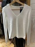 Znbbw Raw Trim Cotton Long Sleeve T Shirt Women Autumn Sweet V Neck Casual Simple Tee Tops Harajuku Vintage Cute T-shirts Y2k