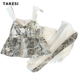 znbbw Fashion Casual Floral Print Two-piece Set Women Summer Sleeveless V-neck Crop Top+Elastic Waist Trousers Sets Pants Suits