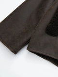 Znbbw TRAF Office Lady Brown Women Turn-Down Collar Slanted Placket Short Fur Coat 2023 Winter New Windproof Thick Warm Fur