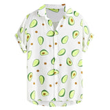 Znbbw Hawaii Avocado Printed Shirts for Men Casual Loose Tropical Hawaiian Short Sleeve Shirts High Quality Button Down