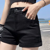 Znbbw High Waist Women Denim Shorts Korean Fashion Streetwear Slim Shorts Y2K Casual Female All Match Summer Shorts New