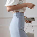 Znbbw Office Lady Solid Long Skirts Women 2023 Korean Fashion High Waist Wrap Hip Mermaid Skirt French Y2k Slim Casual Skirt