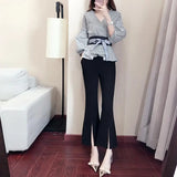 Znbbw Women Solid Color Set Casual Top Wide Leg Pants Suits Autumn Spirng Fashion Chic Blouse Office Lady Outfits