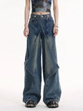 Znbbw Vintage Jeans High Waist Solid Color Patchwork Design Mujer Pantalones Autumn Y2k Harajuku Streeweater Women Clothing