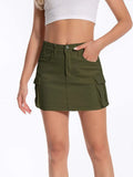 Znbbw Mini Cargo Skirts Women Party High Waisted Vintage Khaki Skirt Hot Sale Harajuku 2000s Retro Pockets Skirts Streetwear