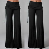 Znbbw Women Long Flare Pants Autumn Fashion Casual Wide Leg Solid Color Loose Trousers Female Comfortable Dance Yoga Trousers