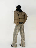Znbbw Panther Pants Ladies 2024 Spring Loose High Waist Wide Leg Leopard Pant Fashion Female Vintage Hip Hop Baggy Denim Trousers