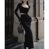 Znbbw Slit Midi Skirt Women Streetwear High Waist Black Suit Skirts Office Lady Korean Fashion Slim Pencil Skirt Spring Summer