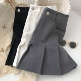 Znbbw Fashion Women Pleated Skirts Korean High Waist Button Mini Skirts Elegant All Match Female A Line Skirt Summer New