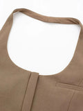 Znbbw TRAF 2023 Halter Top Women Off Shoulder Top Female Pocket Decoration Backless Sexy Tops Woman Summer Bustier Tops