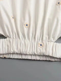 Znbbw ZBZA 2023 Sweet Fashion Floral Embroidery Cropped Blouses Vintage Puff Sleeve Hollow Out Female Shirts Chic Tops 202303
