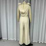 Znbbw Women Jumpsuits Summer Fashion Temperament Cowl Neck Sleeveless Solid Rose Nipped Waist Wide Leg Pants Rompers High Stree